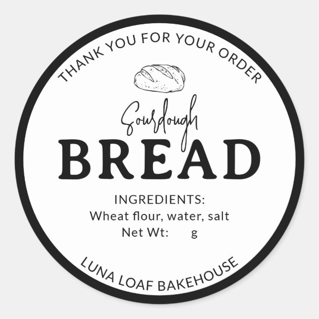 Minimal White Logo Bakery Sourdough Bread Sticker (Front)