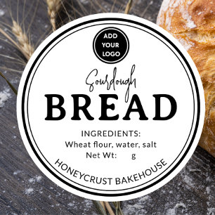 Minimal White Logo Bakery Sourdough Bread Sticker