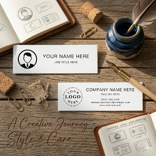Minimal White Mini Calling Card with Black Script