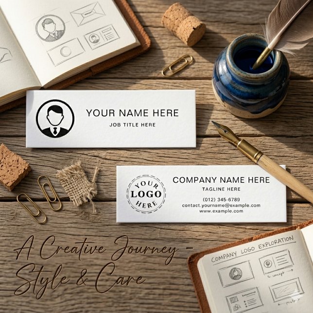 Minimal White Mini Calling Card with Black Script (Minimal White Mini Calling Card with Black Script)