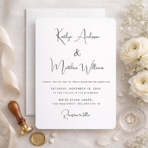 Minimal White Modern Elegant Typography Wedding Invitation