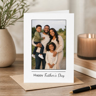 Minimal White Modern Family Father's Day  Card