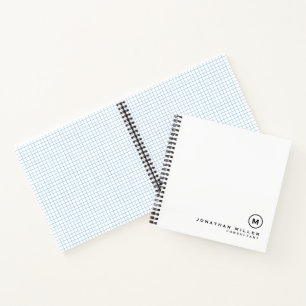 Minimal White Monogram Square Graph Paper Notebook
