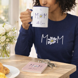 Minimal White Navy Watercolor Daisy Mother's Day Mug