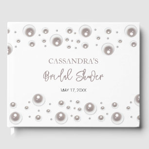 Minimal White Pearl Bridal Shower Guest Book