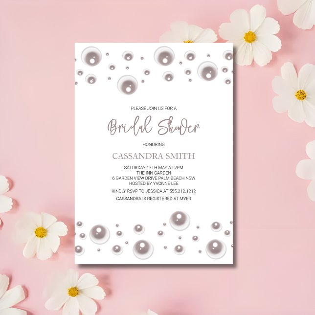 Minimal White Pearl Bridal Shower  Invitation (Creator Uploaded)