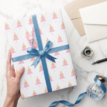 Minimal White Pink Yellow Christmas Tree  Wrapping Paper<br><div class="desc">Clean  modern Scandinavian style white and yellow Christmas gift wrap,  featuring a bicolor pine trees  in yellow and pink in doodle style with a scandi touch!</div>
