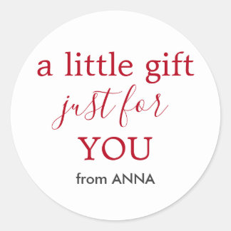 Minimal White Red Text for Gift Classic Round Sticker