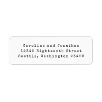 Minimal White Retro Typewriter Font Return Address