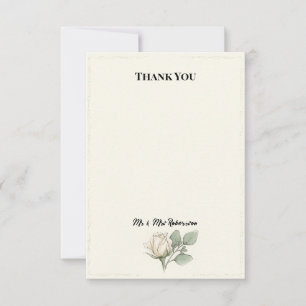 Minimal White Rose Botanical Wedding Thank You Car Card