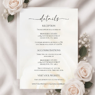 Minimal White Rose Wedding Details Enclosure Card