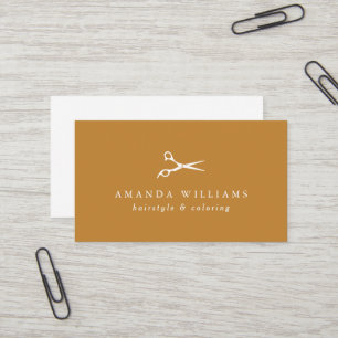 Minimal white Scissors Hair Stylist Mustard Business Card