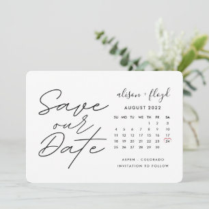 Minimal White Script Save Date Calendar Invitation