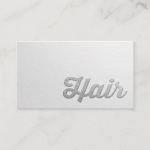 Minimal White Silver Embossed Text Hair Stylist Appointment Card
