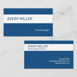 Minimal White Stripe on Blue Business Card
