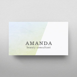 Minimal White Texture Blue Green Beauty Consultant Business Card
