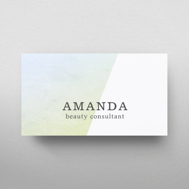 Minimal White Texture Blue Green Beauty Consultant Business Card (Creator Uploaded)