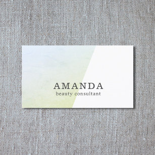 Minimal White Texture Blue Green Beauty Consultant Business Card