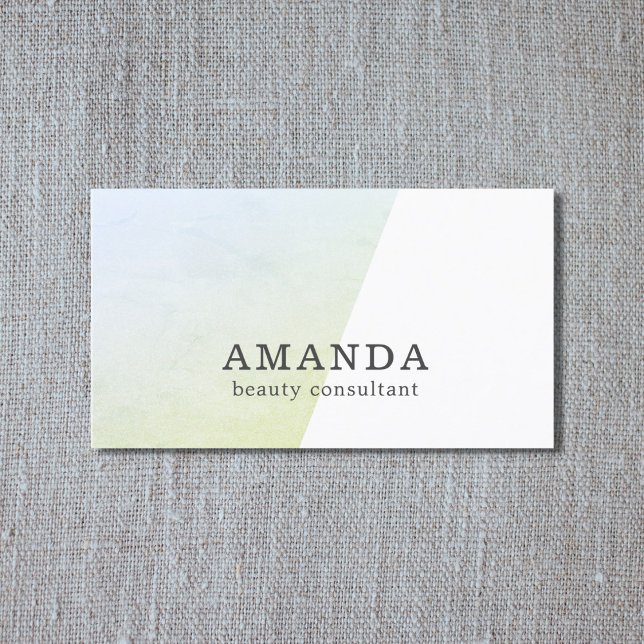 Minimal White Texture Blue Green Beauty Consultant Business Card (Creator Uploaded)