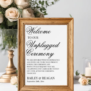 Minimal White Unplugged Ceremony Wedding  Poster
