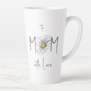 Minimal White Watercolor Daisy Mom Mothers Day  Latte Mug