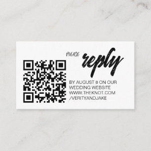 Minimal White Wedding RSVP QR Code Enclosure Card