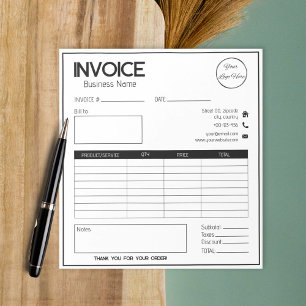 Minimal white with logo simple business invoice notepad