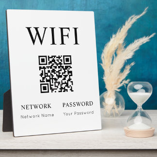 Minimal Wifi Password Sign with QR Code Plaque 