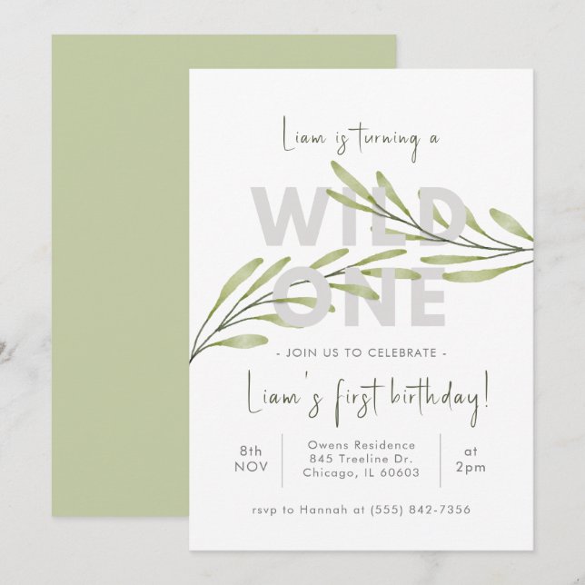 Minimal Wildflower Birthday Invitation (Front/Back)