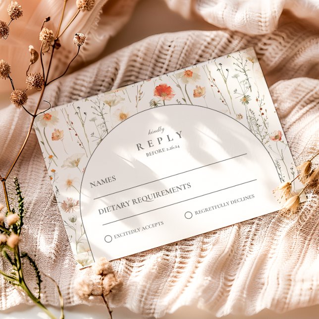 Minimal Wildflower Botanical Wedding RSVP Card (Creator Uploaded)