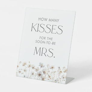 Minimal Wildflower Bridal Shower How Many Kisses Pedestal Sign