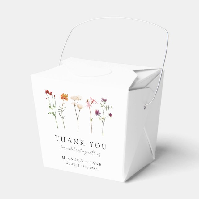 Minimal Wildflower Lesbian Pride Floral Wedding Favour Box (Front Side)