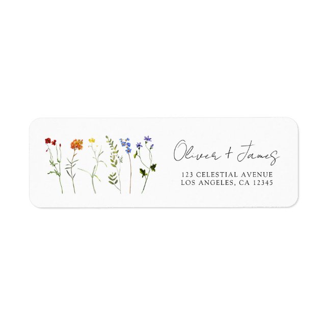 Minimal Wildflower LGBTQ Gay Pride Floral Wedding (Front)