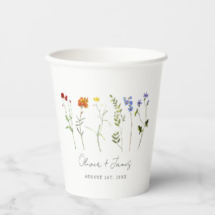 Minimal Wildflower LGBTQ Gay Pride Floral Wedding Paper Cups