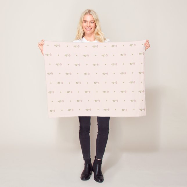 Minimal Wildflower Pattern with Dots Fleece Blanket (In Situ)