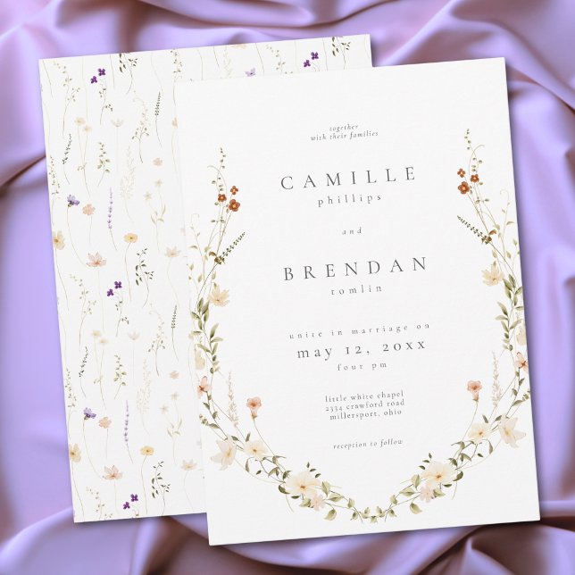 Minimal Wildflower Romantic Botanical Wedding Invitation (Minimal Wildflower Romantic Botanical Wedding Invitation)