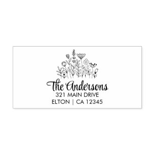 Minimal Wildflower  Rubber Stamp