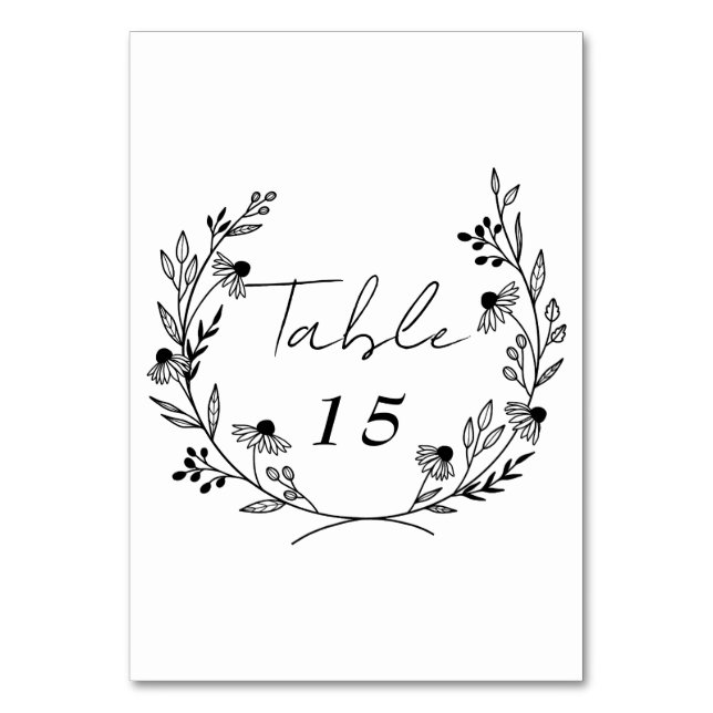 Minimal Wildflower | Wreath Wedding  Table Number (Front)