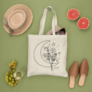Minimal Wilf Flowers , bohemiam minimal Tote Bag