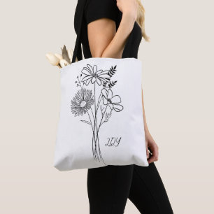 Minimal Wilf Flowers , bohemiam minimal Tote Bag