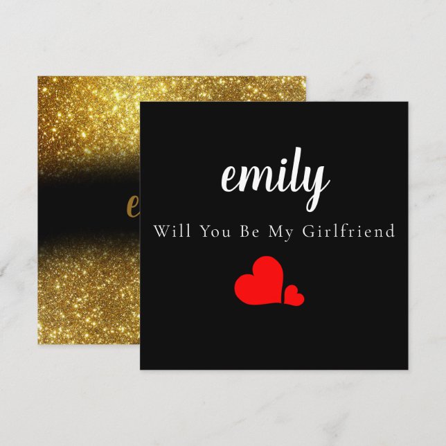 Minimal Will You Be My Girlfriend Card (Front/Back)