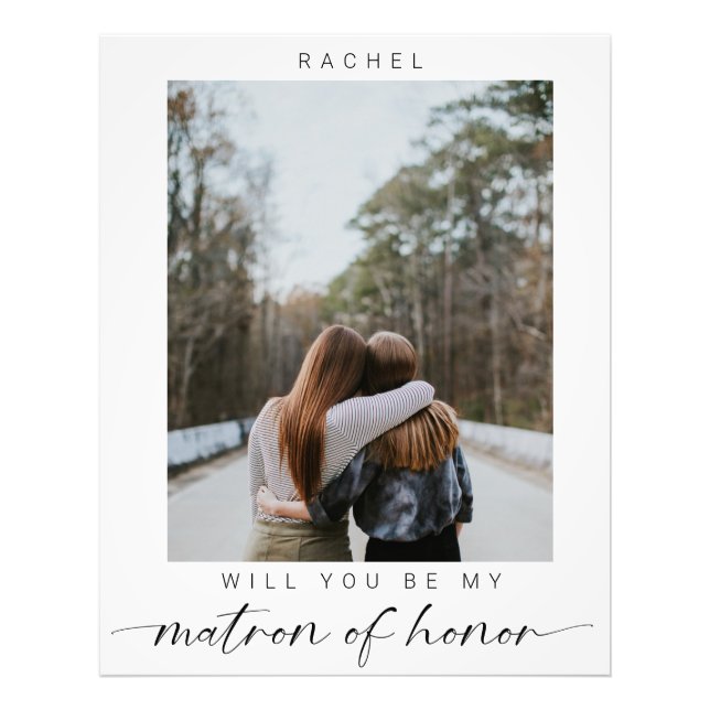 Minimal Will you be my Matron of Honour Photo Chic Print (Front)