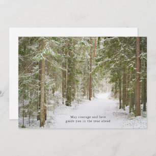 Minimal Winter Forest Path, New Year Holiday Card