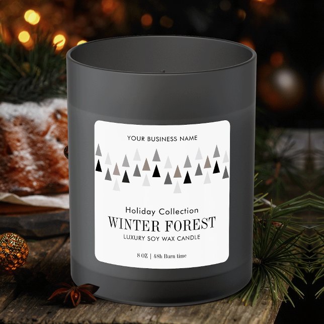 Minimal Winter Grey White Candle Label Packaging (Minimalist Christmas product label in white, black and grey. Perfect for your winter collection)