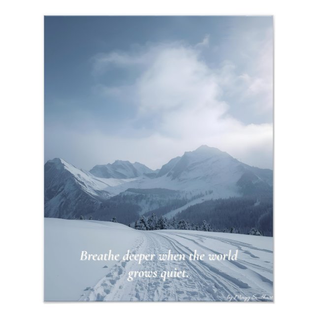 Minimal Winter Quote Poster – “Breathe Deeper” (Front)