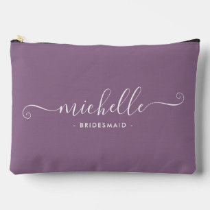 Minimal Wisteria Purple Personalised Bridesmaid Accessory Pouch