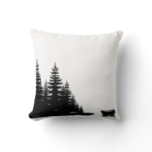 Minimal Woodland Black and White Pine Tree 