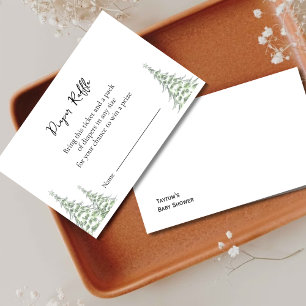 Minimal Woodland Diaper Raffle Ticket  Baby Shower Enclosure Card