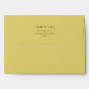 Minimal Yellow Elegant Wedding Return Address Envelope