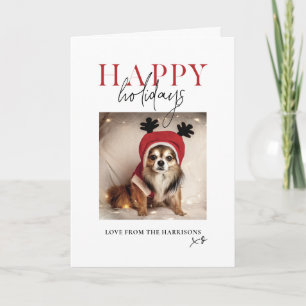 Minimal Your Pet Dog Photo Your Message Christmas Holiday Card